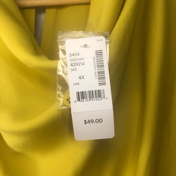 𝅺Addition  Elle Drape Neck Yellow Sleeveless Blouse Size 4x NWT Brand New - Picture 11 of 11